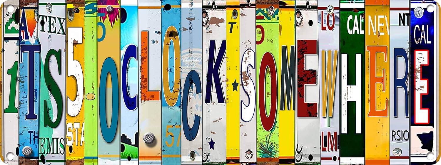 Bar Signs For Bar Decor Its 5 O'Clock Somewhere Sign,Funny Vintage Bar Accessories Drinking Signs Gifts for Men,6x16 Inch - Image 2