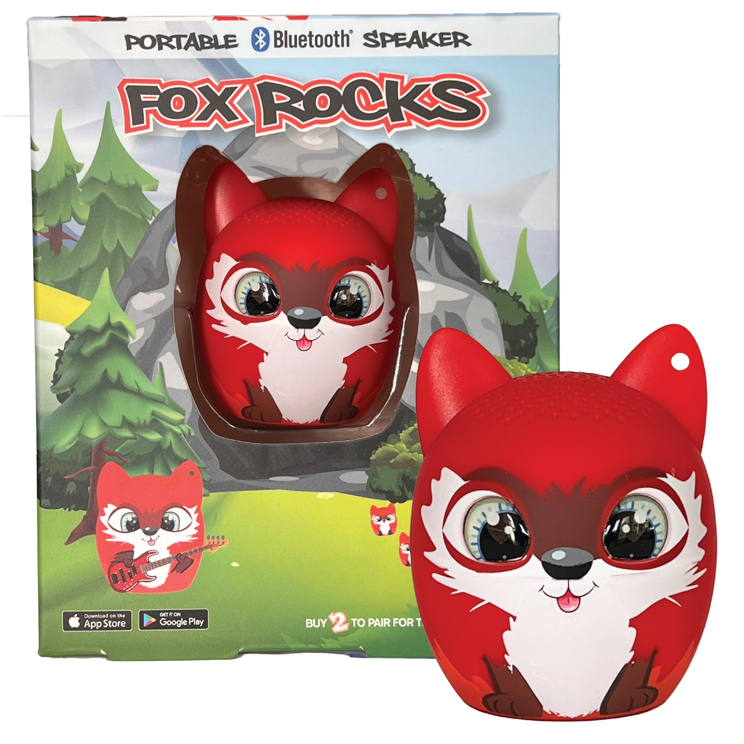 My Audio PetTWS Mini Bluetooth Animal Wireless Speaker for Kids of All Ages - True Wireless Stereo – Pair with Another TWS Pet for Powerful Rich Room-Filling Sound (Fox Rocks)