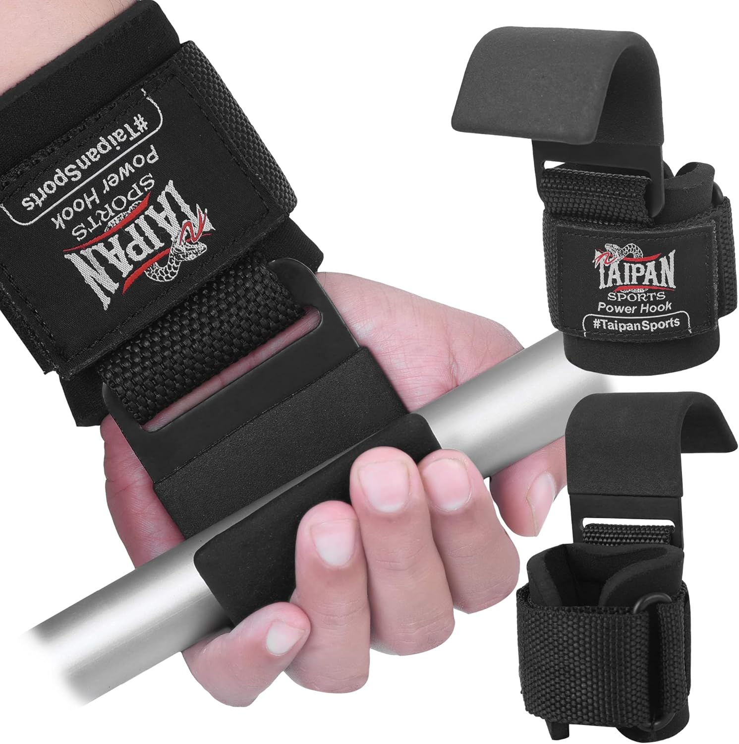 Taipan Weight Lifting Hooks Heavy Duty Lifting Wrist Straps for Pull