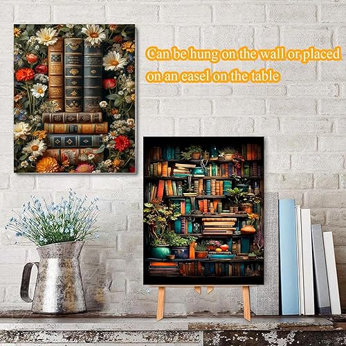 Vista 28 de VIGEGU Paquete de 4 pinturas por números para adultos, lienzo enmarcado, con caballete de madera, pintura por números para niños de 8 a 12 años