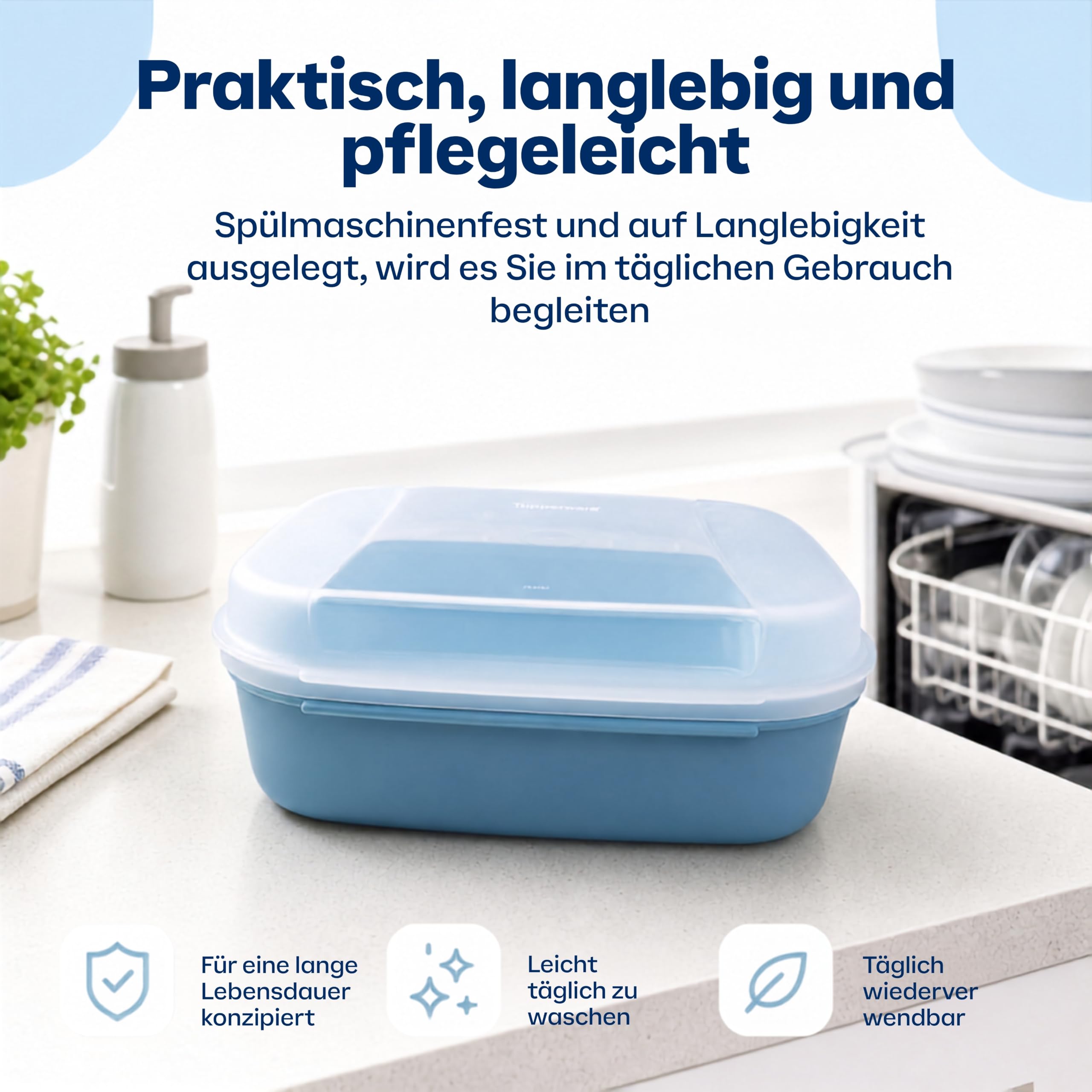 Tupperware Snackdose 1.4 L - Snacks Picknick Bonbons Aufbewahrung - Transparenter Klappdeckel - Kunststoff - 17.7x20.9x8.3 cm
