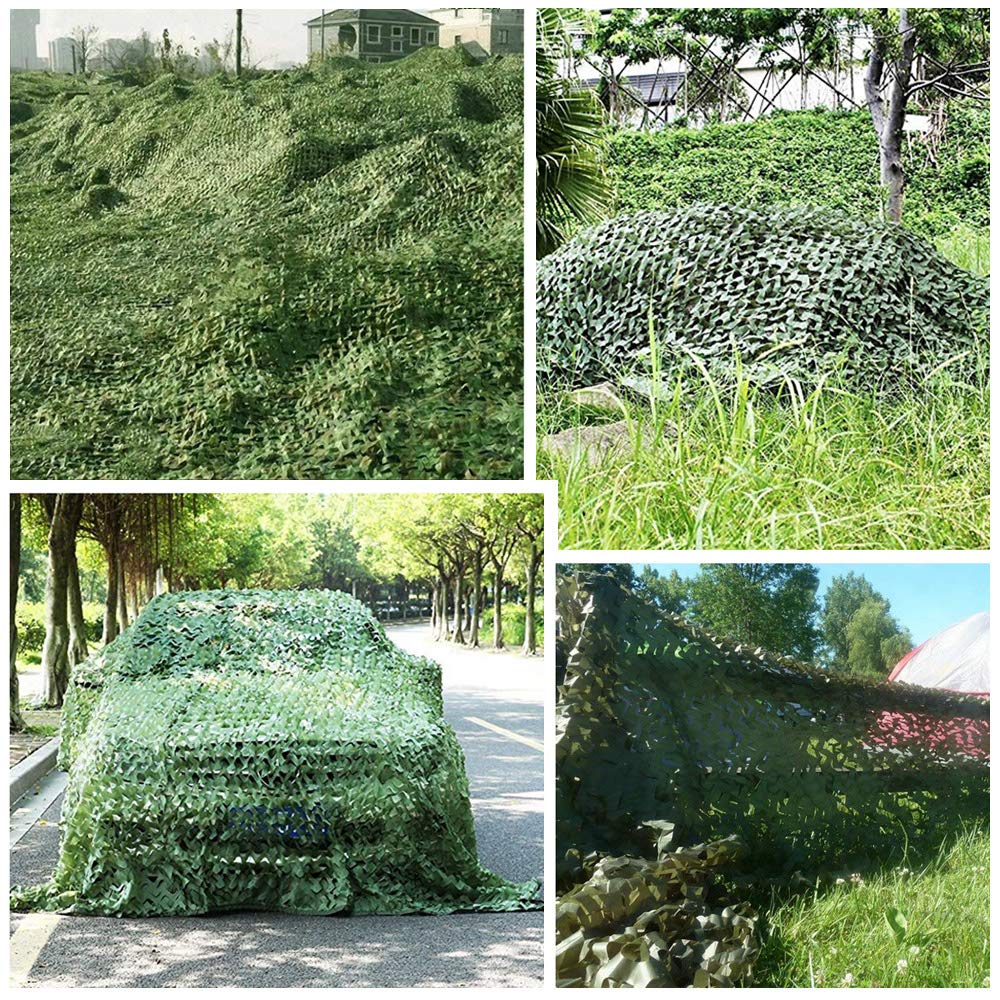 Tarnnetz Camouflage Netz Sonnenschutz Tarnung Camo Net für Jagd Camping Dekoration Schutz Zeltschirm Reines Grün 4m x 4m