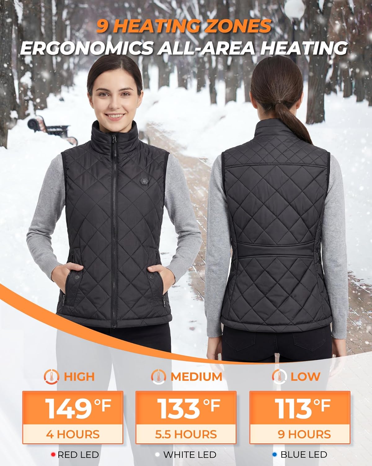 Women's Heated Vest with 16000mAh 7.4V Battery, Ergonomics Heating System, Smart Temp Control, Heated Vest for Women - Image 2