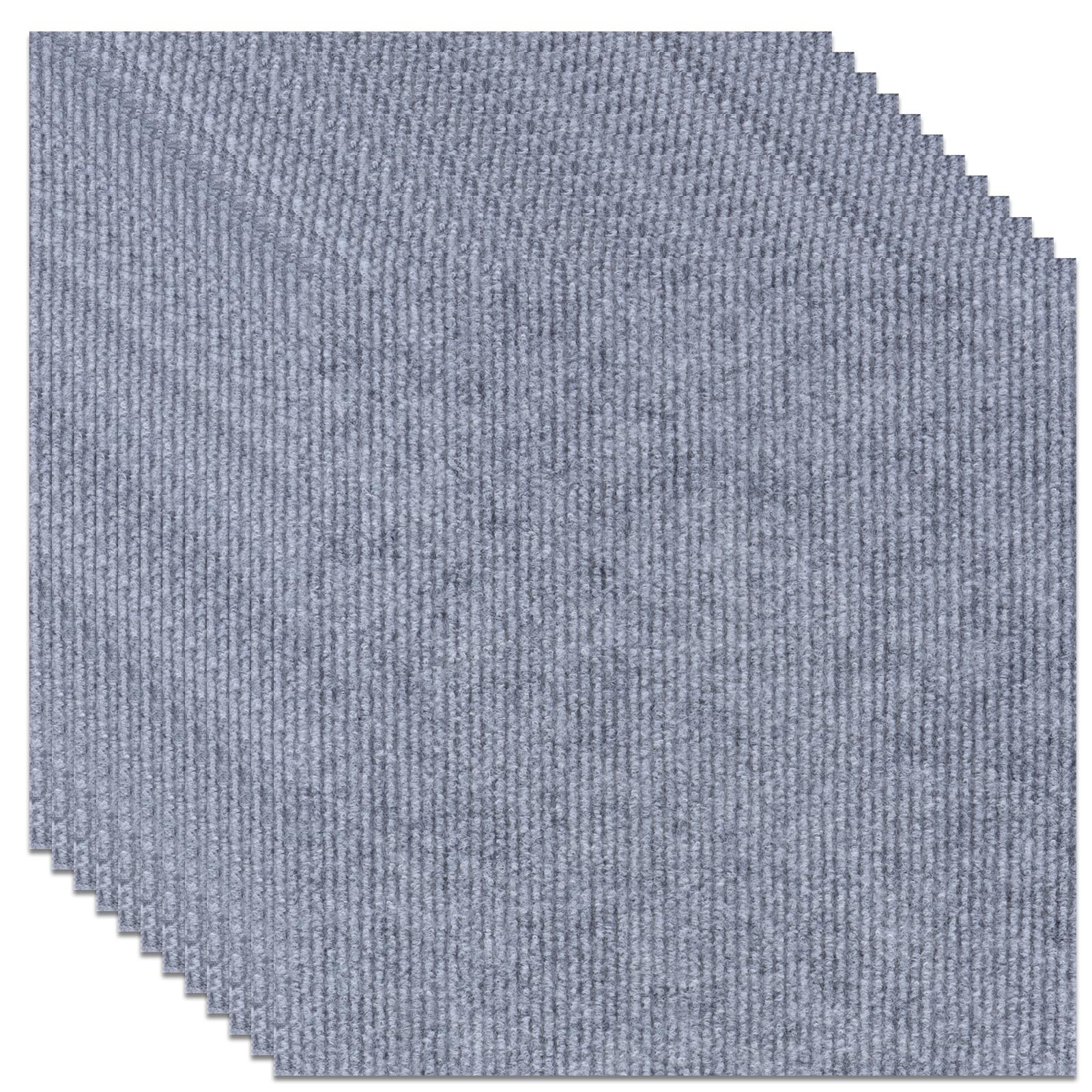 Dalles de Moquette Autocollantes, Lot de 50, Gris Clair, 30 x 30 cm, antidérapantes et résistantes. Faciles à Poser et à Retirer. Idéales pour Le Bureau, Le Salon et la Chambre, Elles Permettent de m