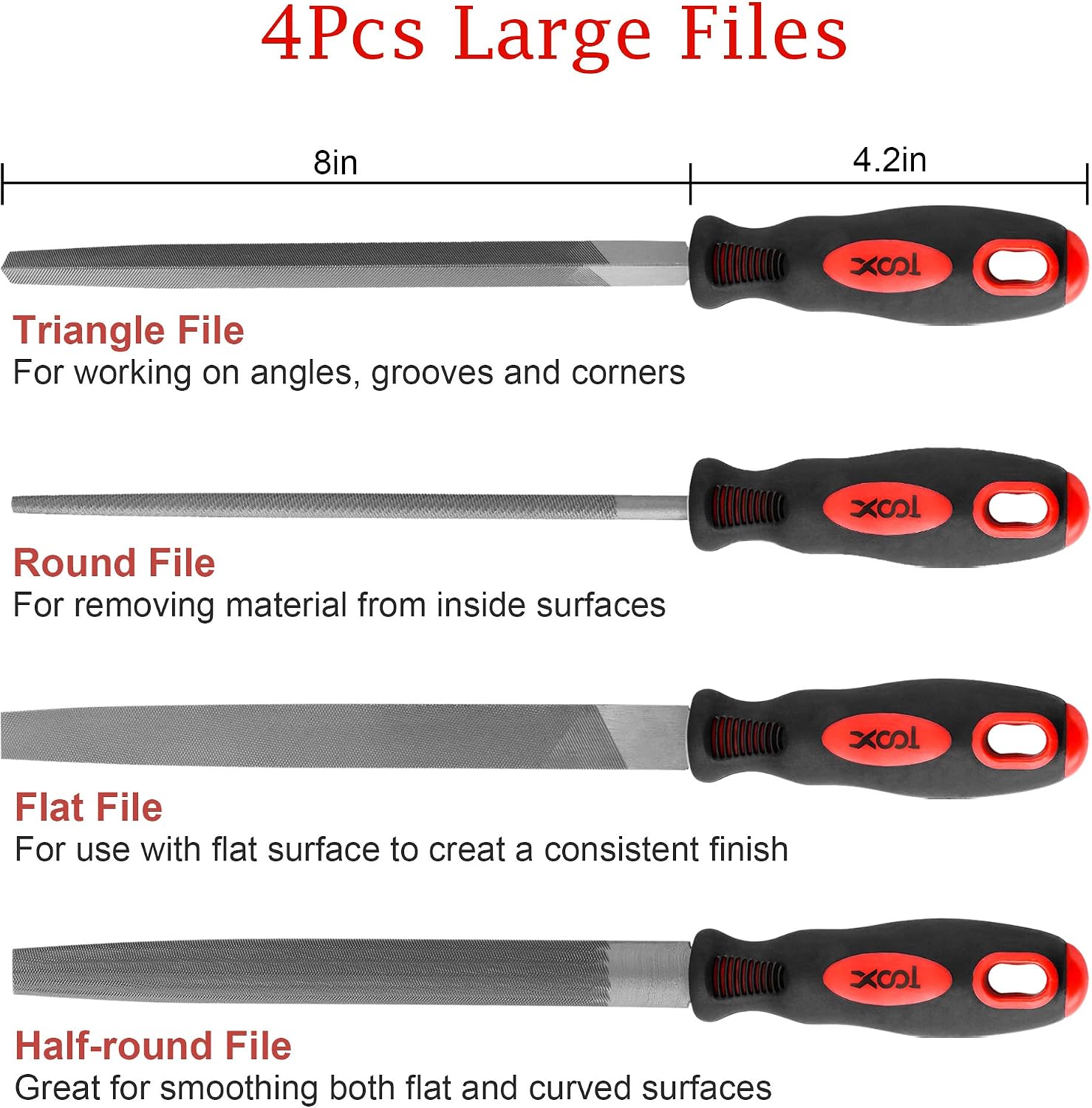 Metal File Tool Needle File Set, Includes Flat/Triangle/Half-round/Round Large File and 12pcs Needle Files, 16Pcs Premium Grade T12 Alloy Steel with Carry Case, Professional Hobby Project DIY