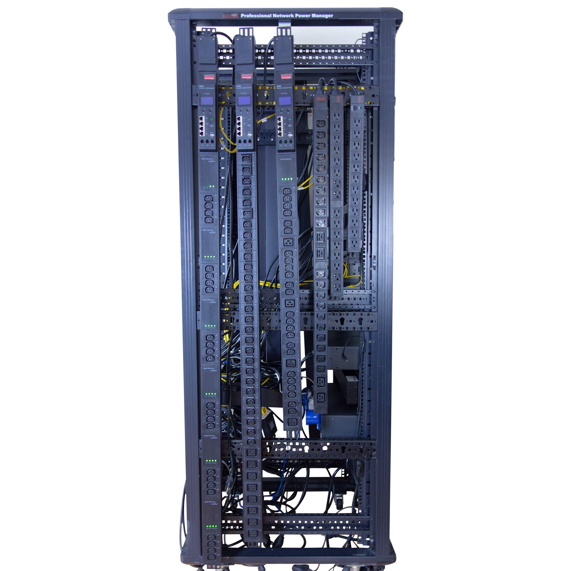 Maruson 16 Outlets Rack Mount PDU Power Strip for Network Server Racks - 20A, 120V - 1050 Joules Protection, 10ft Power Cord with 5-20P, 0U Vertical, PDU-V2016