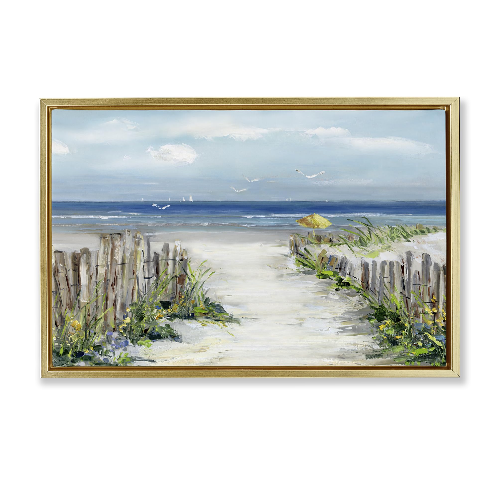 Stupell Industries Metallic Gold (Matte) Sunlit Dune Path To Ocean, 16 X 24 Inch Canvas In Floater Frame