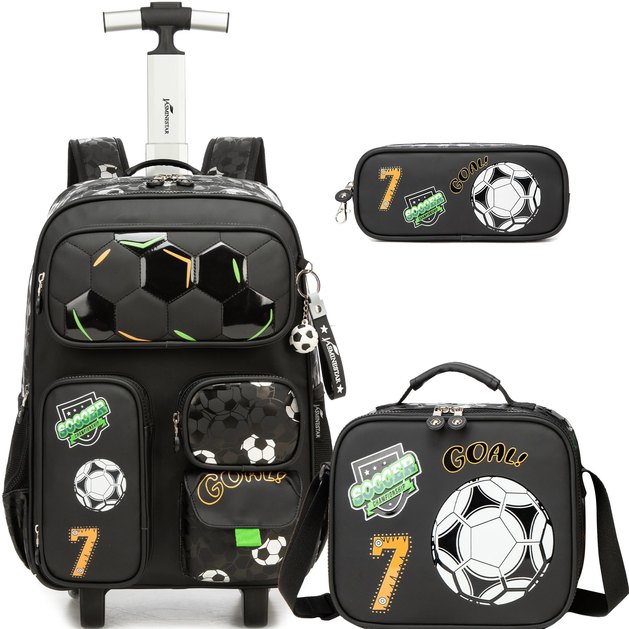 HTgroce Mochilas Escolares Niños con Ruedas,Mochilas Trolley 3 en 1 Bolsa de Estuche Equipaje de Viaje