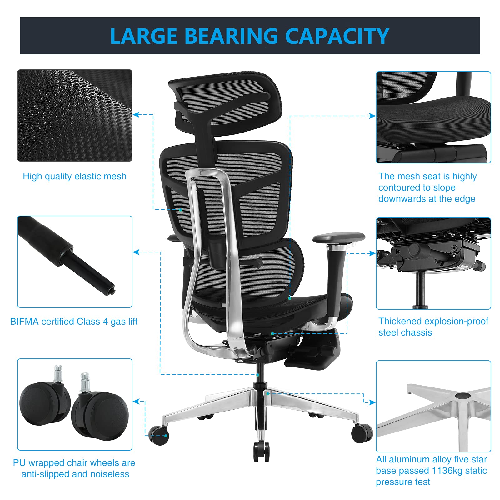 Buy SAMOFU Ergonomic Office Chair with Foot Rest, High Back Desk Chair