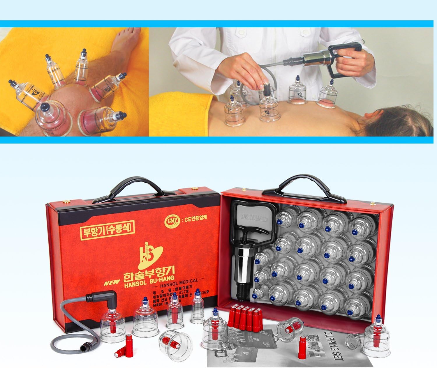 High quality cupping set, 19 pieces, Hansol cupping vacuum bell