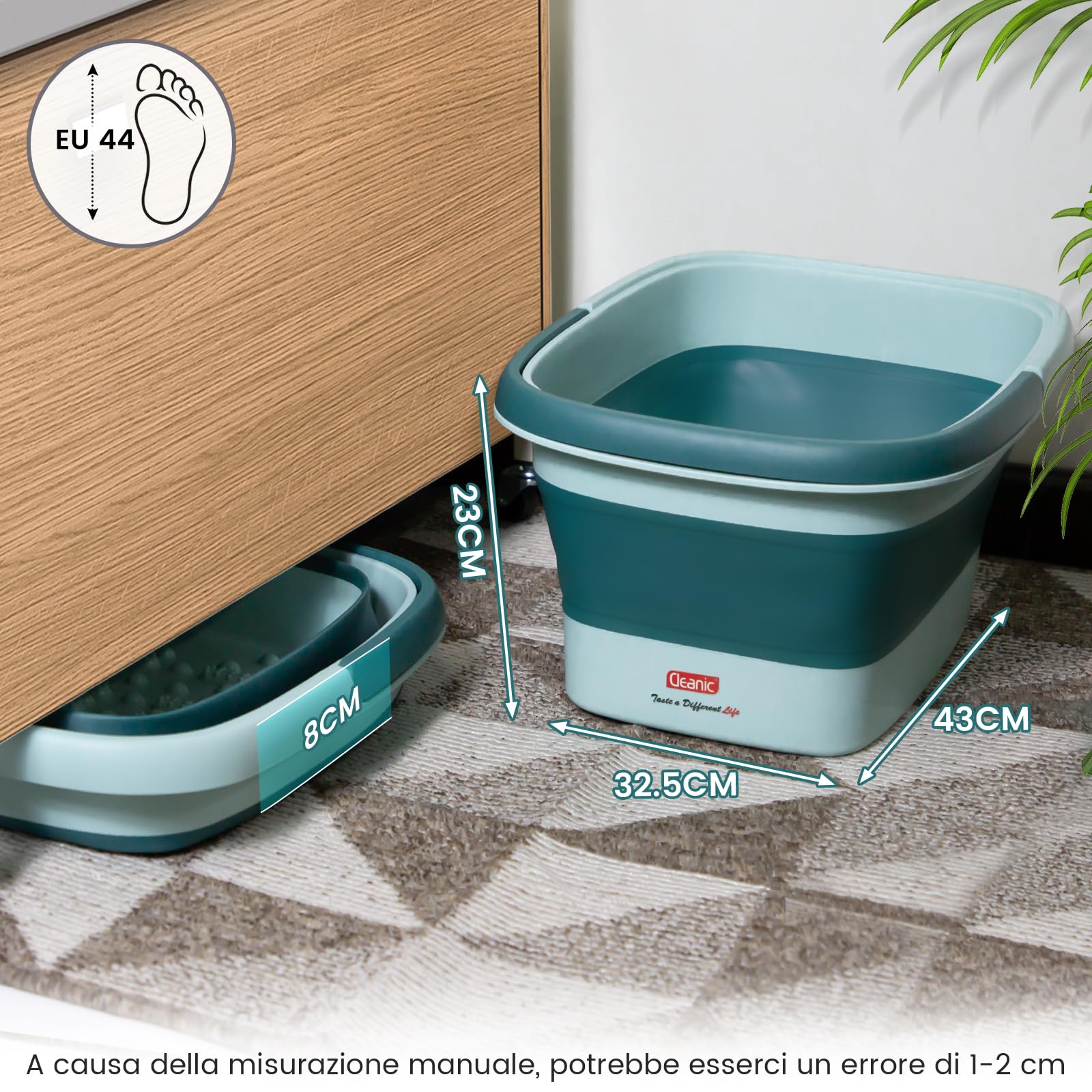 DEANIC Pediluvio Massaggiatore Piedi, Pediluvio Idromassaggio Piedi Portatile Pieghevole, Vaschetta Bacinella Pedicure con Maniglia di Trasporto, Set Massaggio 8+54 Foot Spa (Blu)