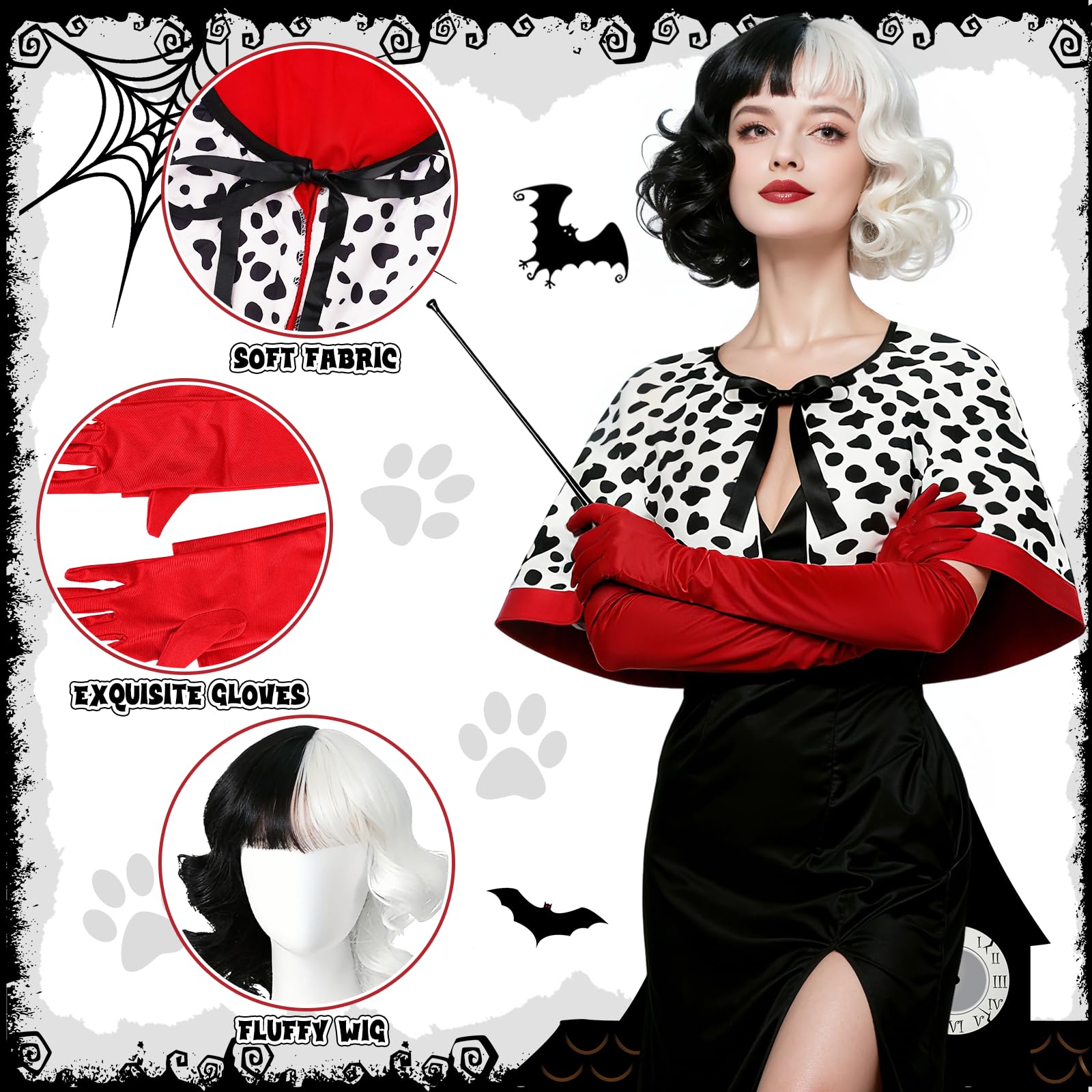 Bryndo 4 Pcs Cruella Costume Accessories Set - Image 3