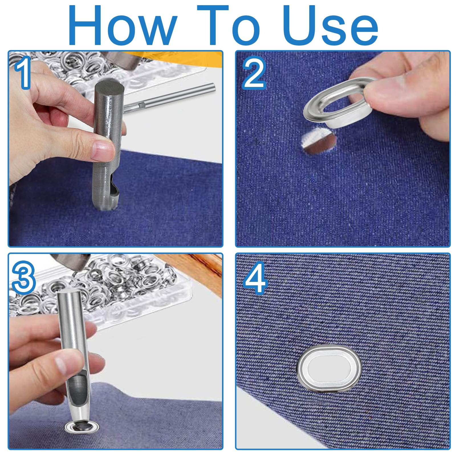 Grommets Eyelets Outils, Oeillets pour Baches, Trousse à Oeillets, œillets Ovales Twist Verrouiller en Laiton, Trousse à œillets Outils pour Bâche, Chaussures, Vêtements, Tentes