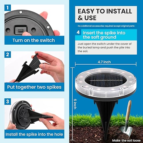 Miniatura 6 de SOLPEX Luces solares impermeables para exteriores, luces solares multicolor, 12 LED, 2 modos de iluminación, iluminación solar de paisaje para