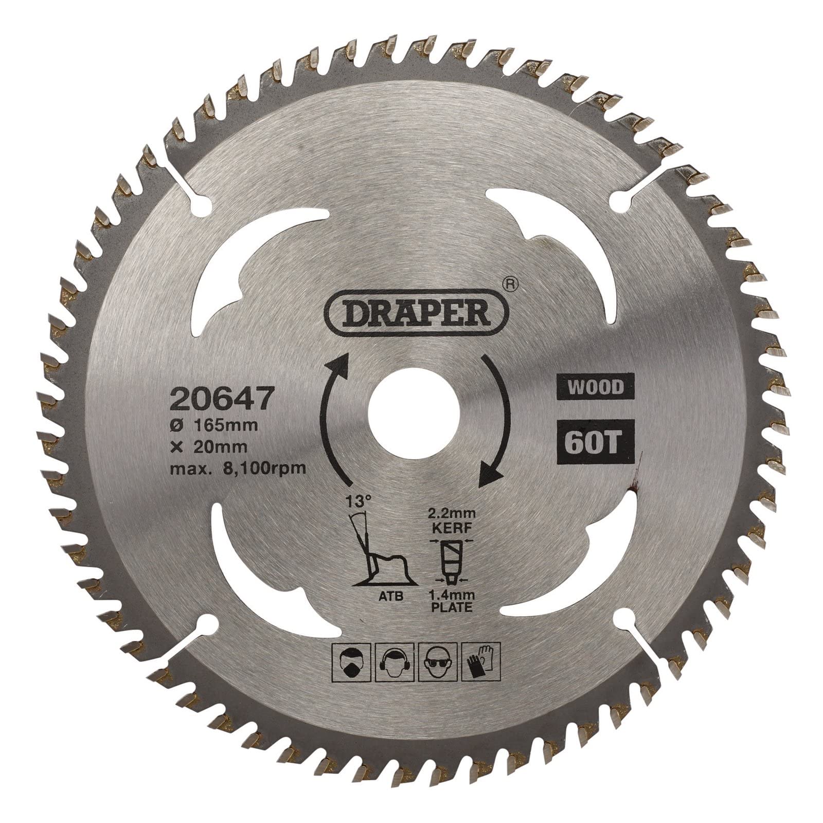 Draper TCT Wood Cutting Circular Saw Blade 165mm 60T 20mm