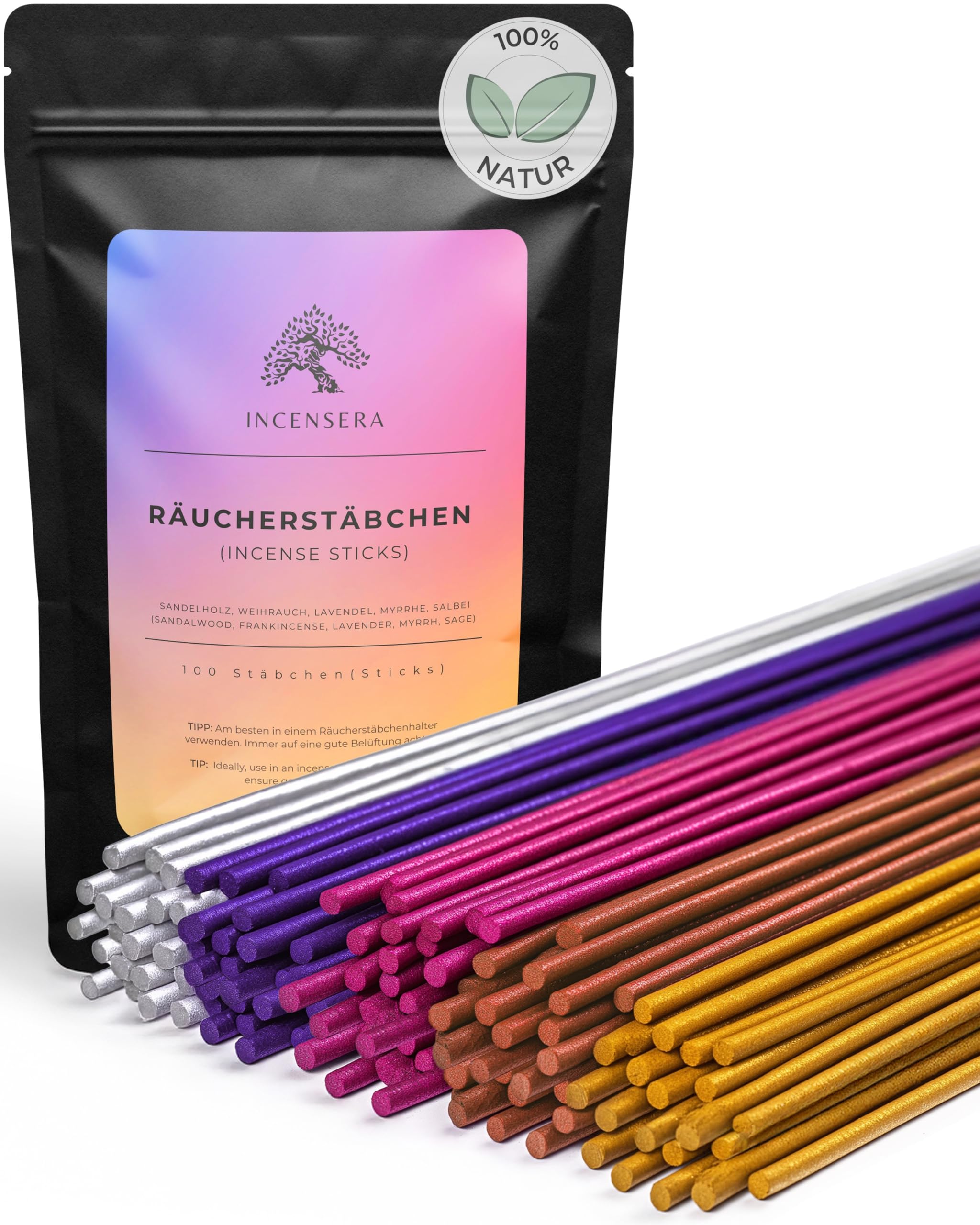 Räucherstäbchen Set - 100 Incense Sticks (5x20) - Sandelholz, Lav...