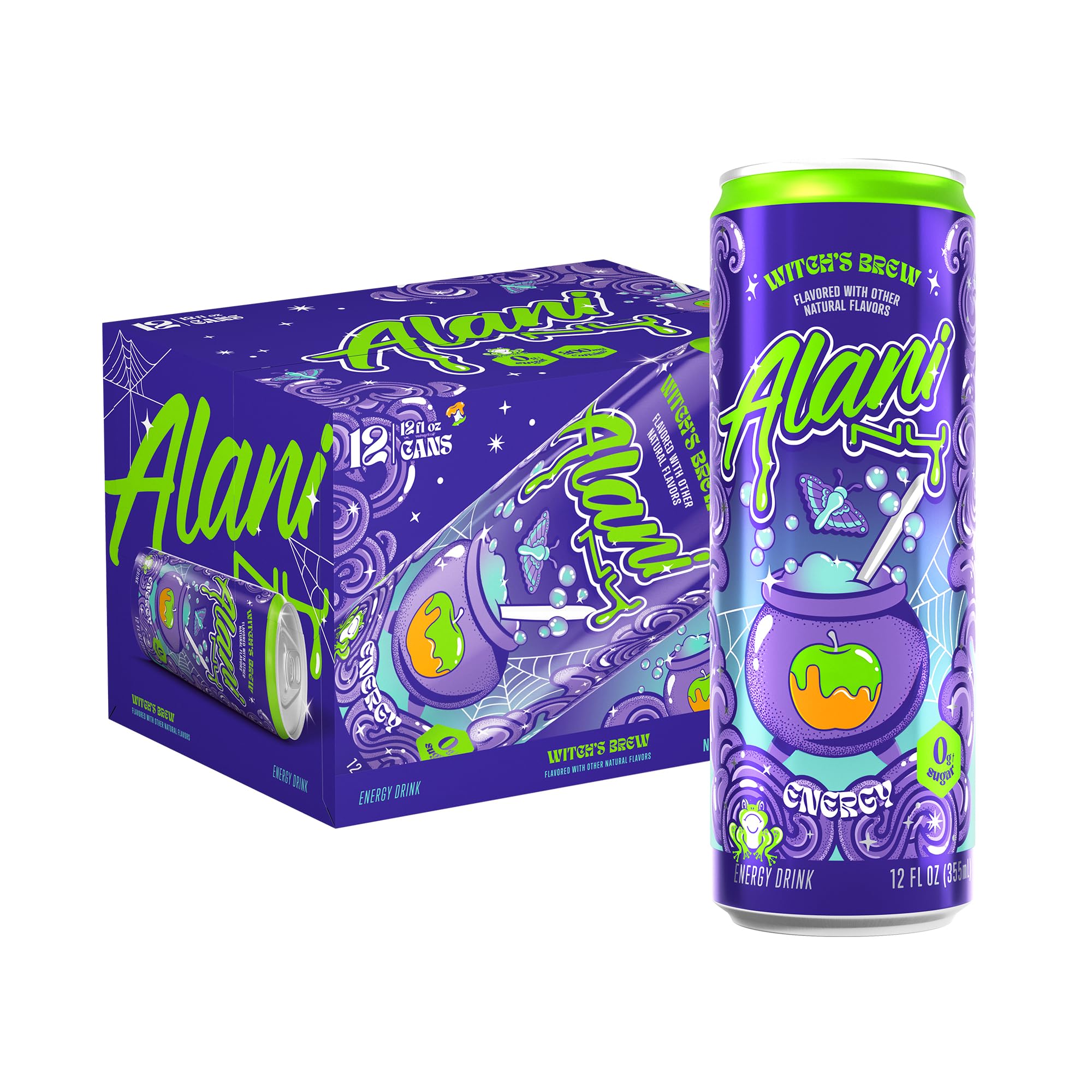 Alani Nu WITCH'S BREW Sugar Free, Low Calorie Energy Drinks, 200mg Caffeine, Antioxidants, Biotin B Vitamins, Zero Sugar, 15 Calories or Less, 12 Fl Oz Cans (12 Pack)