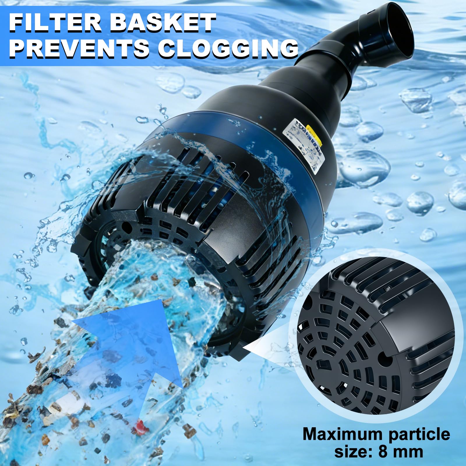 EXLECO Bomba Sumergible Tubular 16000 L/H 75W – Bomba de Agua Achique para Estanque Exterior, Autocebante Centrífuga con Cable de 10m – Ideal para Circulación, Filtración, Achique y Uso en Jardín