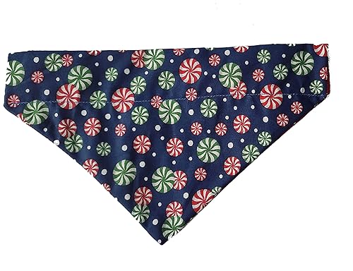Christmas Peppermint's Over the Collar Dog Bandana That Slips onto Their Existing Collar Size (Small)