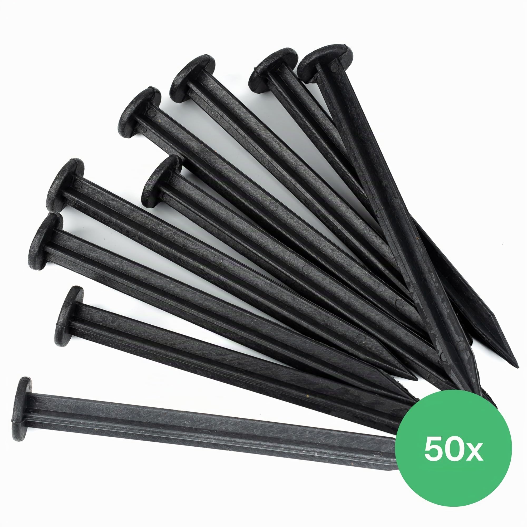 Lot de 50 Clous en Plastique de 18 cm pour Bordure de Pavage - Clous de Fixation en Plastique - Ancrage au Sol Noir