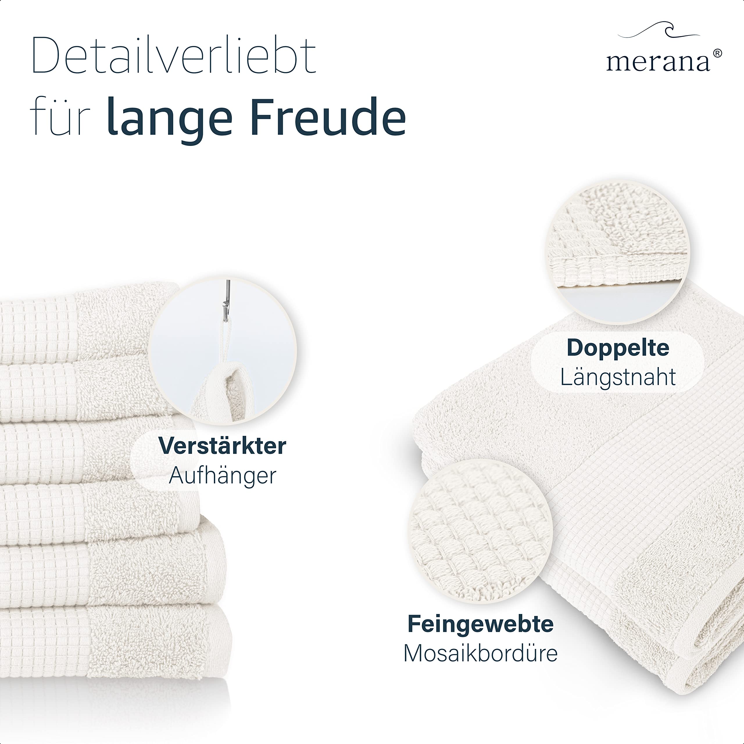 Merana Hand Towel Set, Absorbent, Soft and Lint Terry Towel Quality Made of Heavy Organic Cotton 590 GSM (Coconut - Image 3
