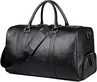 OCCIENTEC Grote Premium Kwaliteit Gym Bag Duffle Bag Sporttas Overnachting Reizen Holdall Tas Pu Lederen Weekend Tas Carry-on Bagage voor Mannen en Vrouwen, Zwart, black-20L, onbezorgd