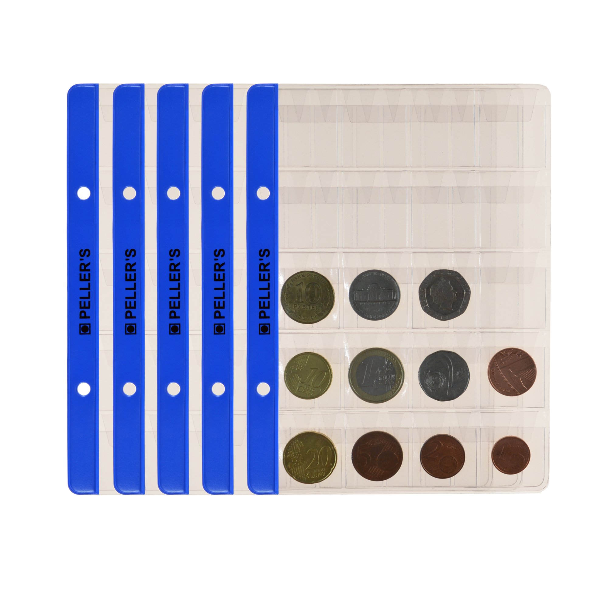 10 Collectors Sheets, 20 Pockets 1.22" X 1.02" (31mm X 26mm) On Each Page, for Small Coins up to 0.89" (22.5mm). Album S refill