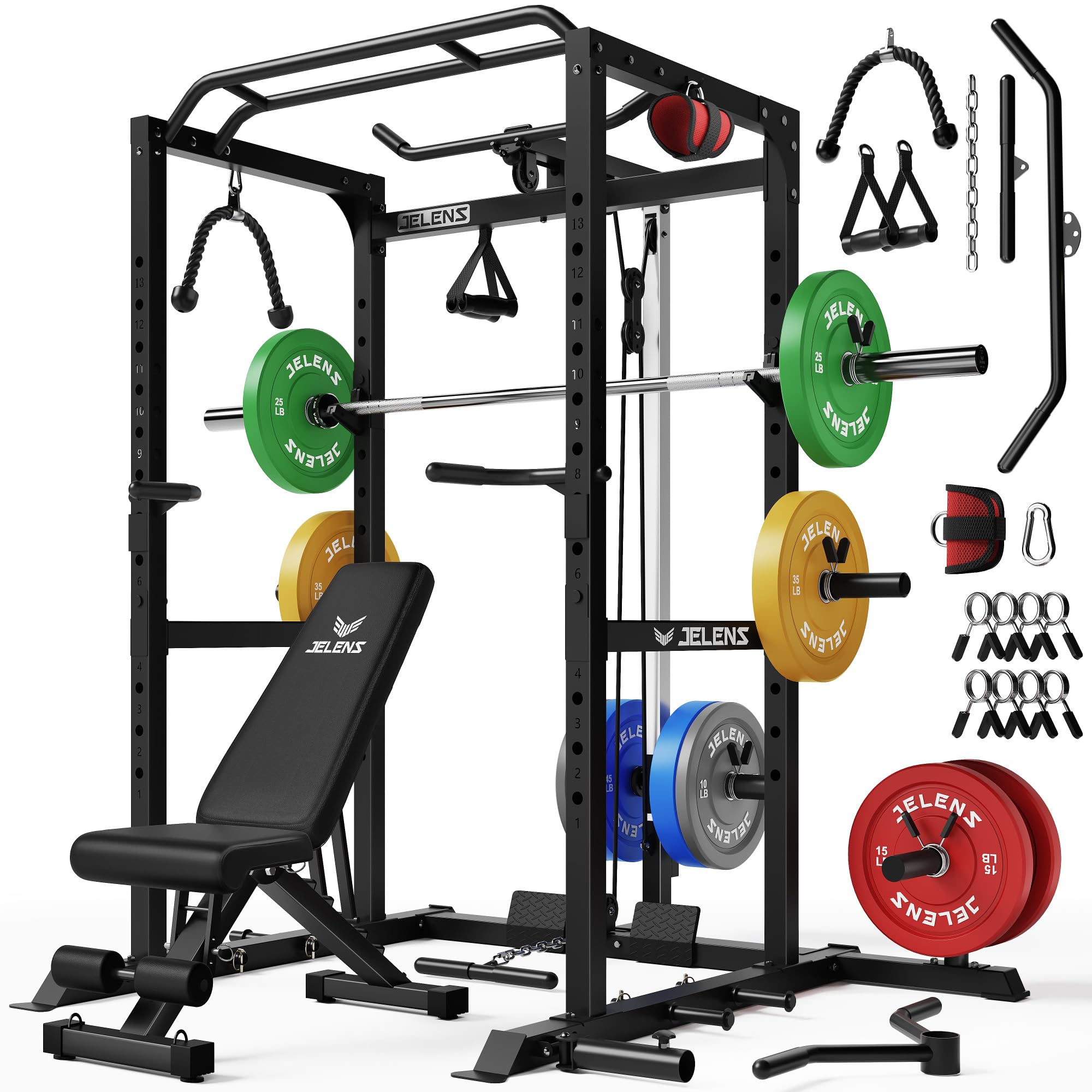 JELENS Power Cage - 2000LBS Home Gym Rack -16