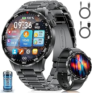 LIGEMI Smartwatch Men, 1.43 inch AMOLED Round Screen, 123 Sports Modes, Heart Rate Blood Pressure Sleep, Calls Bluetooth …
