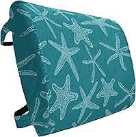Vista 374 de Lunarable Teal Travel Pillow Neck Rest, Aquatic Fauna Theme Hand Drawn Style Various Starfish in Blue Shades, Memory Foam Traveling Accessory for