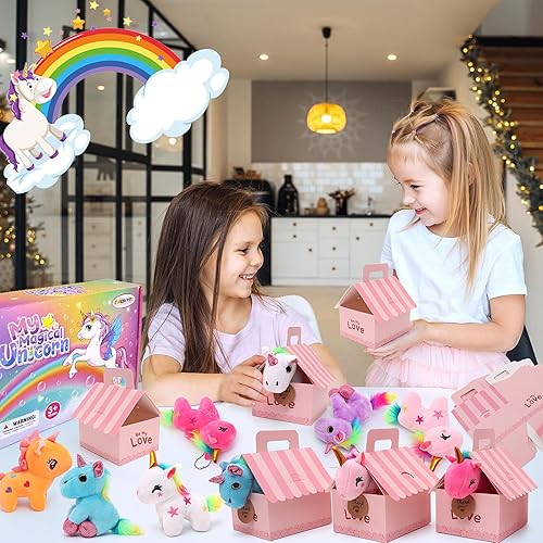 Miniatura 5 de Recuerdos de fiesta de unicornio, animales de peluche de unicornio para niñas, mini animales de peluche, llavero de peluche a granel, regalos de