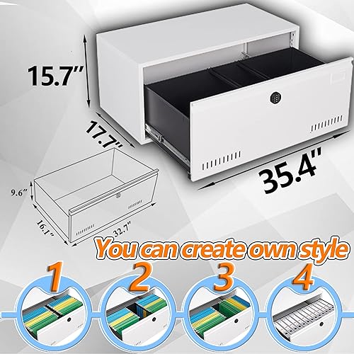 Miniatura 5 de Aipuwo Digital File CabinetPIN Code Password File CabinetFile Cabinets for Home OfficeWhite Filing CabinetMetal Lateral File Cabinet with