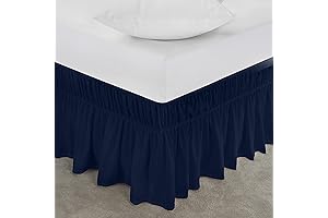 Utopia Bedding Queen Size Navy Bed Skirt with Elastic Ruffle and Adjustable Belt