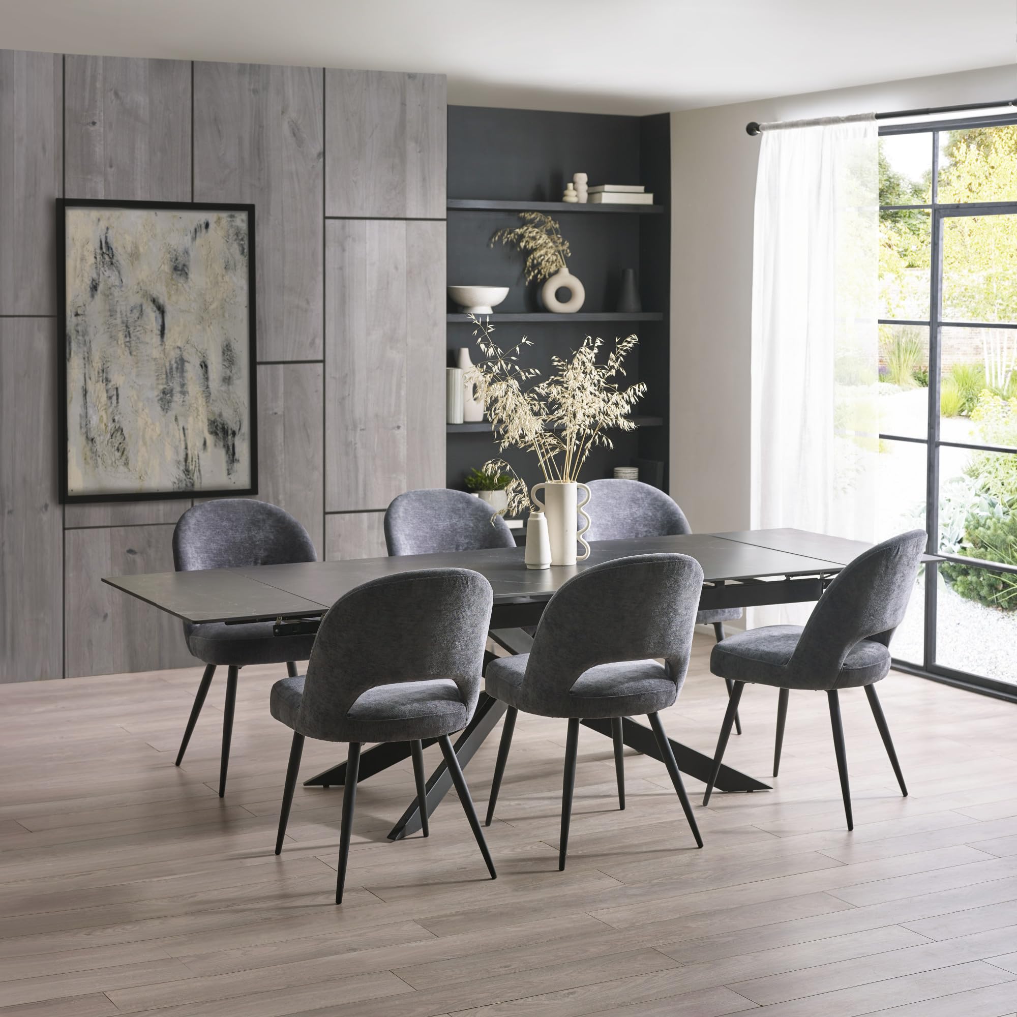 Julian Bowen Osaka Extending Dining Table – 160-240cm Modern Extendable Table with Black Crossed Legs for 6-8 People - Black