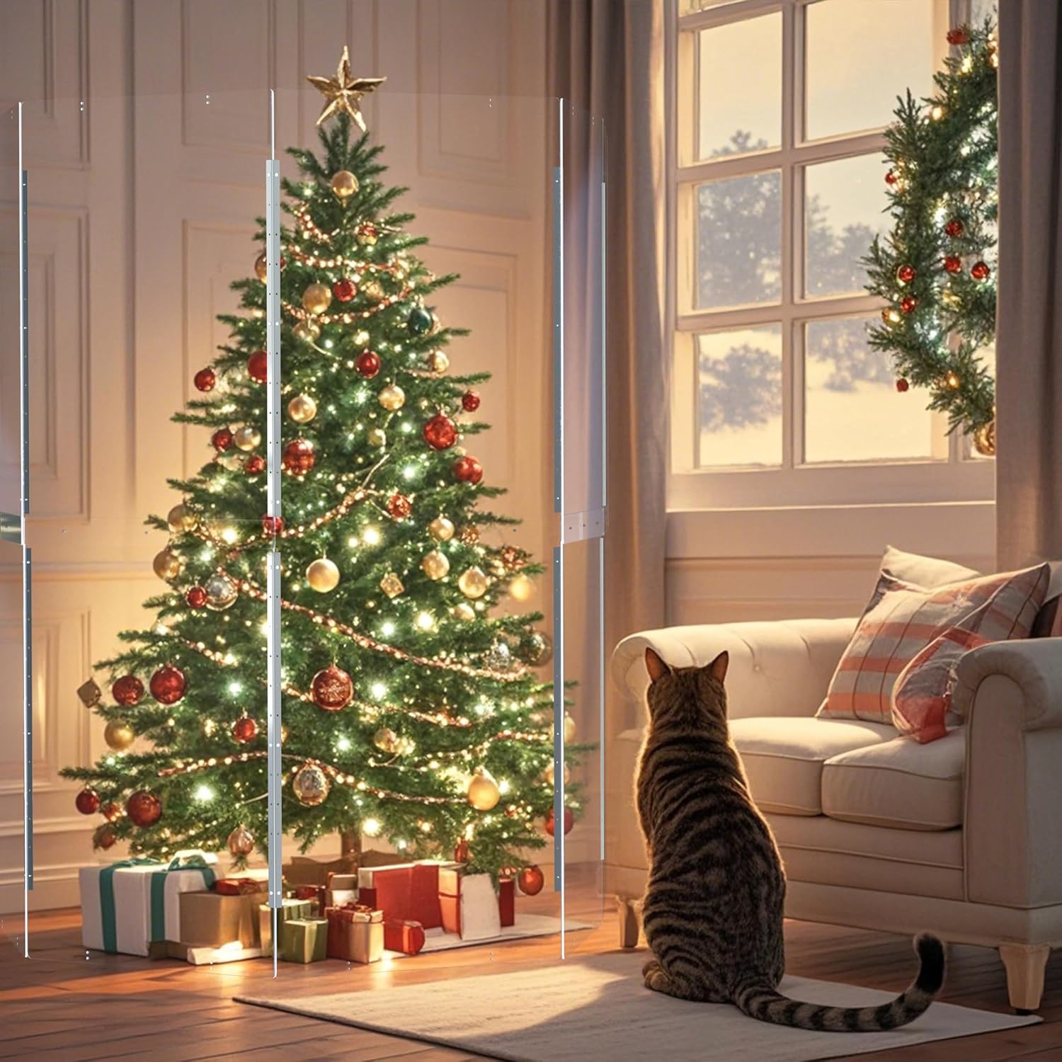 Portable Drum Shield | 4 Panels 2ftx5ft w/Deflectors | Converts to 2ftx6ft | Factory-Installed Full-Length Stainless Steel Hinges | Acrylic drum Sound Barrier | Cage for Church (4 Panels w/Defl.)