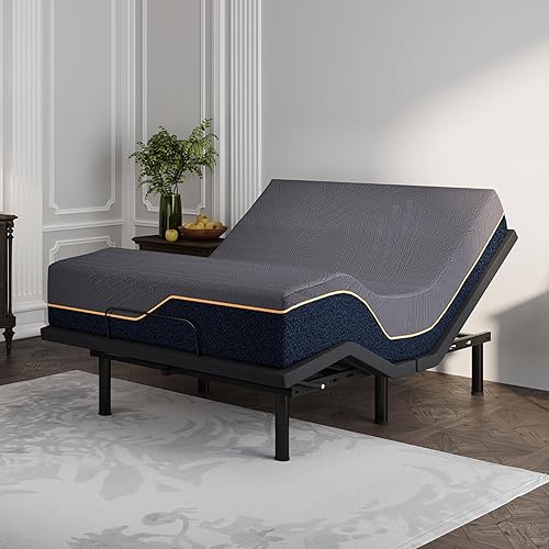 Full Adjustable Bed Frame with Mattress, 14 inch Copper-Gel Memory Foam Mattress, Head & Foot Incline, 750lbs Lift Capacity, Powerful Quiet Motor, 5 Minutes Tools-Free Assembly