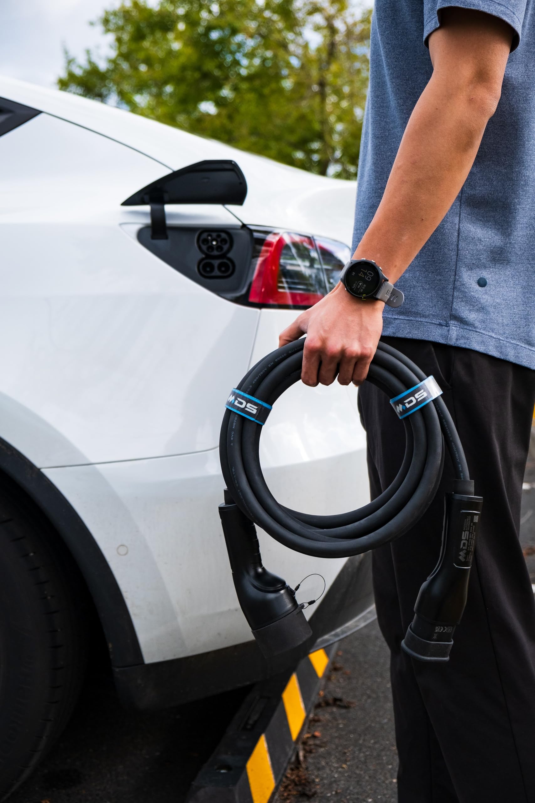 MDS - Cable de carga tipo 2, modo 3, 32 A, 7,2 kW, 3 fases, 5 metros, tipo 2 a tipo 2, cargador para coche eléctrico con bolsa de transporte