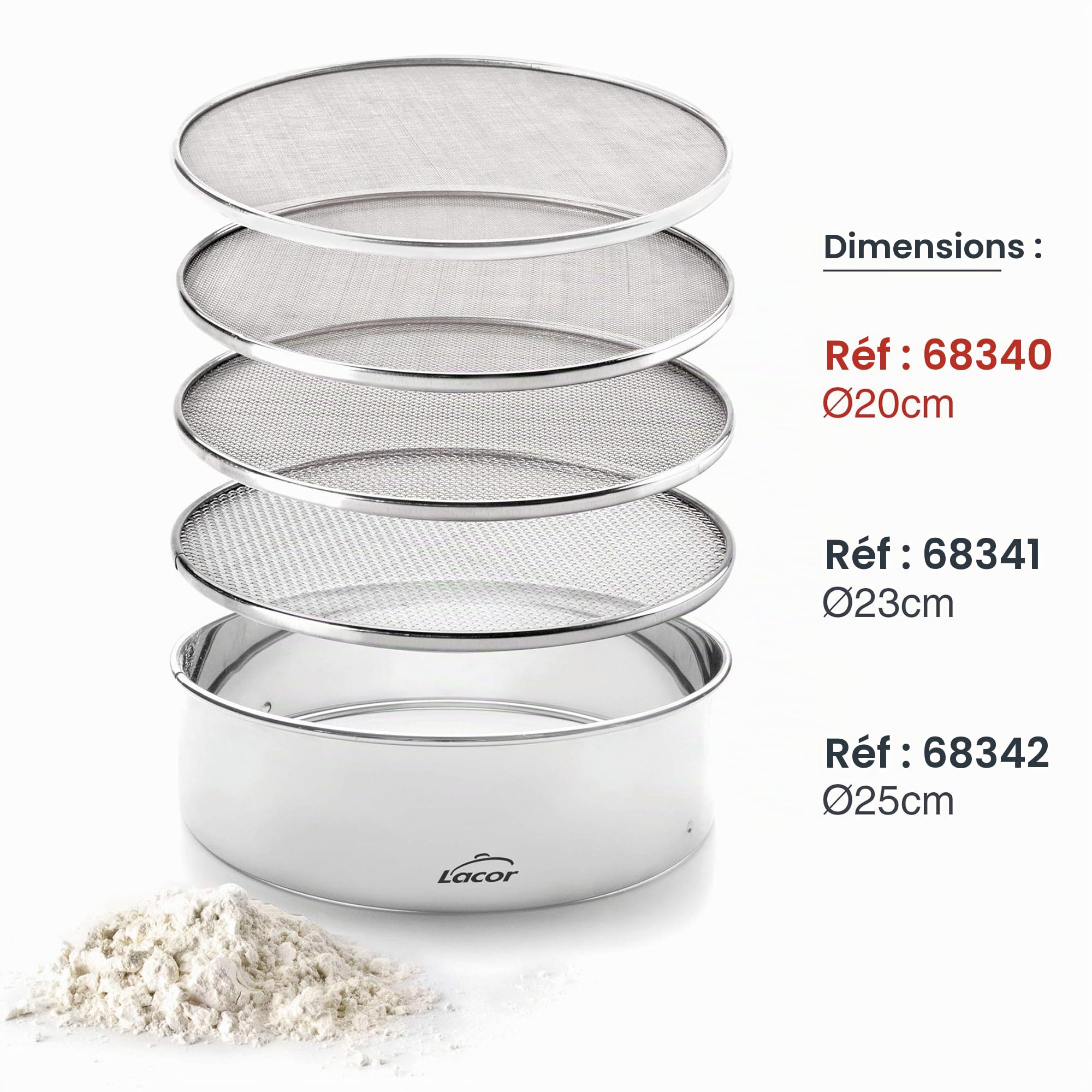 LACOR Tamis À Mailles Interchangeables 20 CM Argent