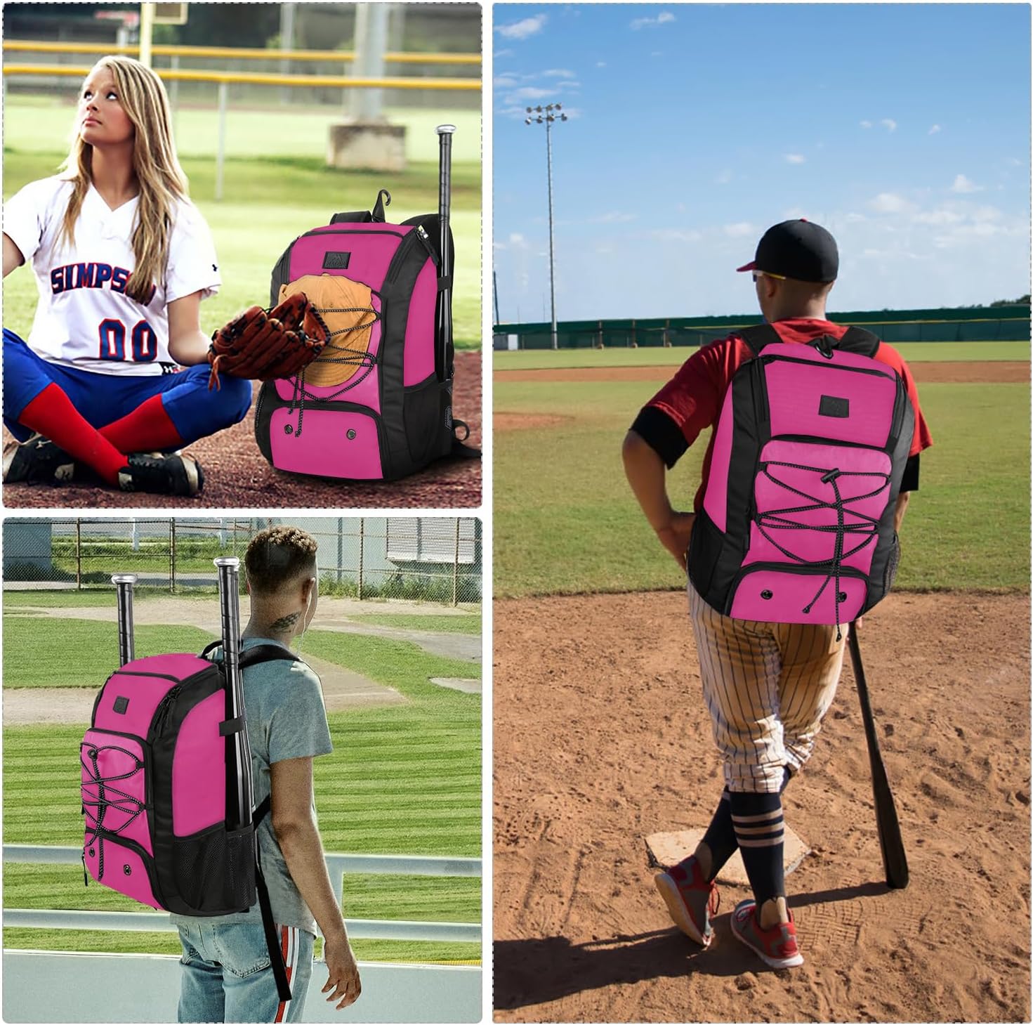 MATEIN Baseball Backpack & Youth Baseball Backpack Bundle Lightweight Baseball Bag with Shoes Compartment & Large Boys Baseball Bat Bag with Clear Display Pocket