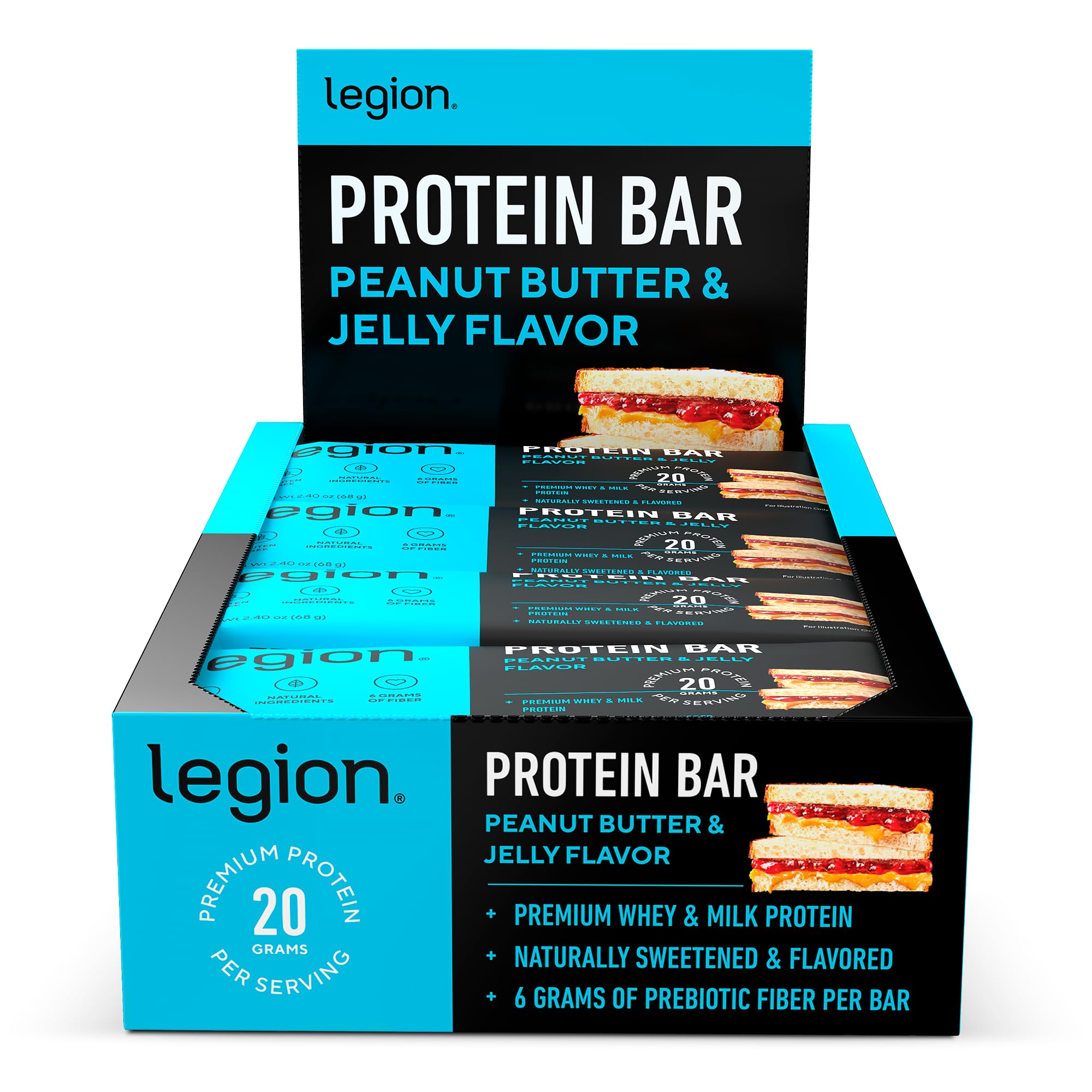 Protein Bar Peanut Butter Jelly - 100% Whey Protein, Soy Free Protein Bars with Prebiotic Fiber - Low Fat Healthy Protein Bar - Gluten Free, Naturally Flavored, Low Sugar Protein Bars (12 Count)