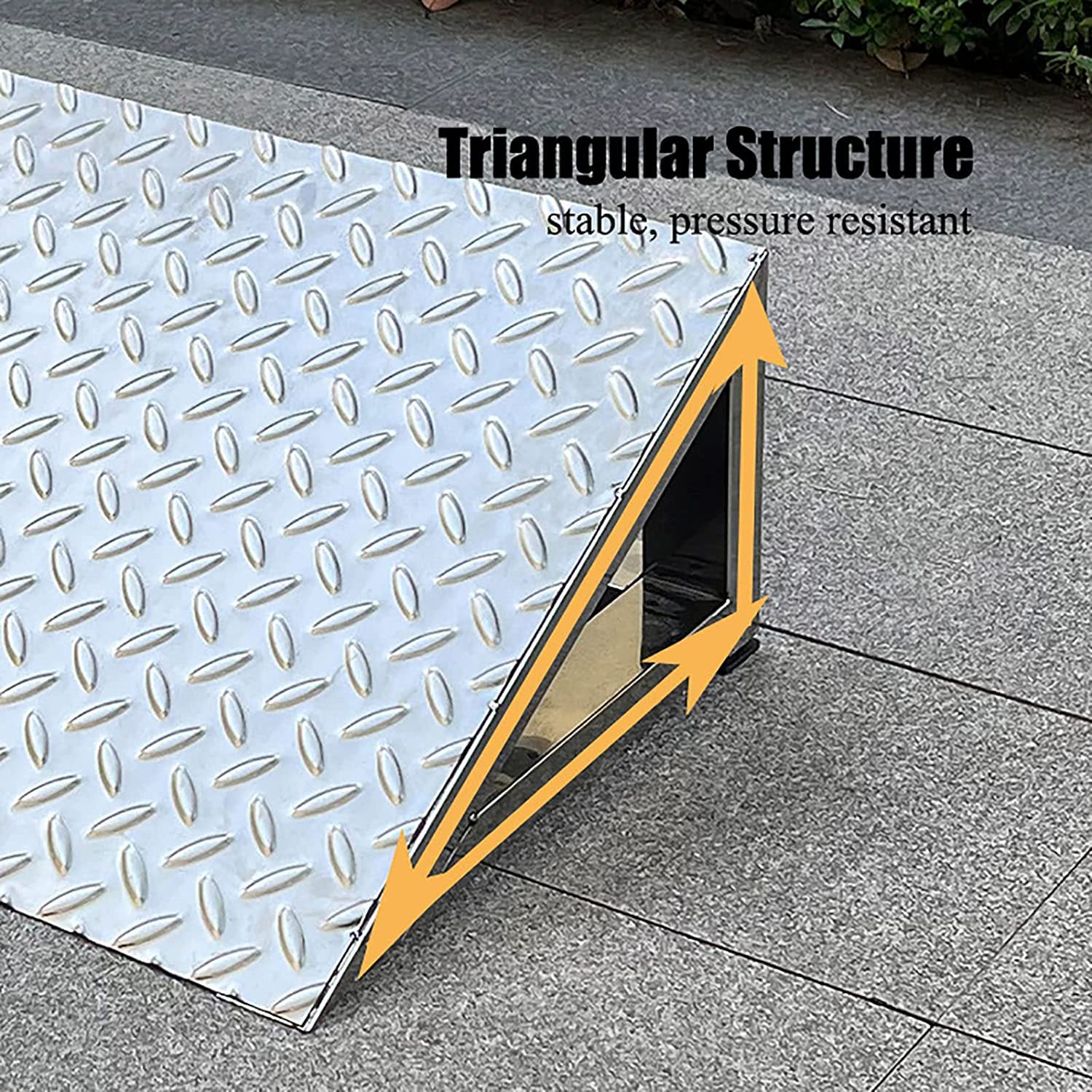 Rampa de umbral de Acero Inoxidable, rampa de acera para Puertas, rampa portátil para Silla de Ruedas, Alfombrilla para escalones, Canal de elevación para Bicicletas/Scooters/Equipaje/Coche,
