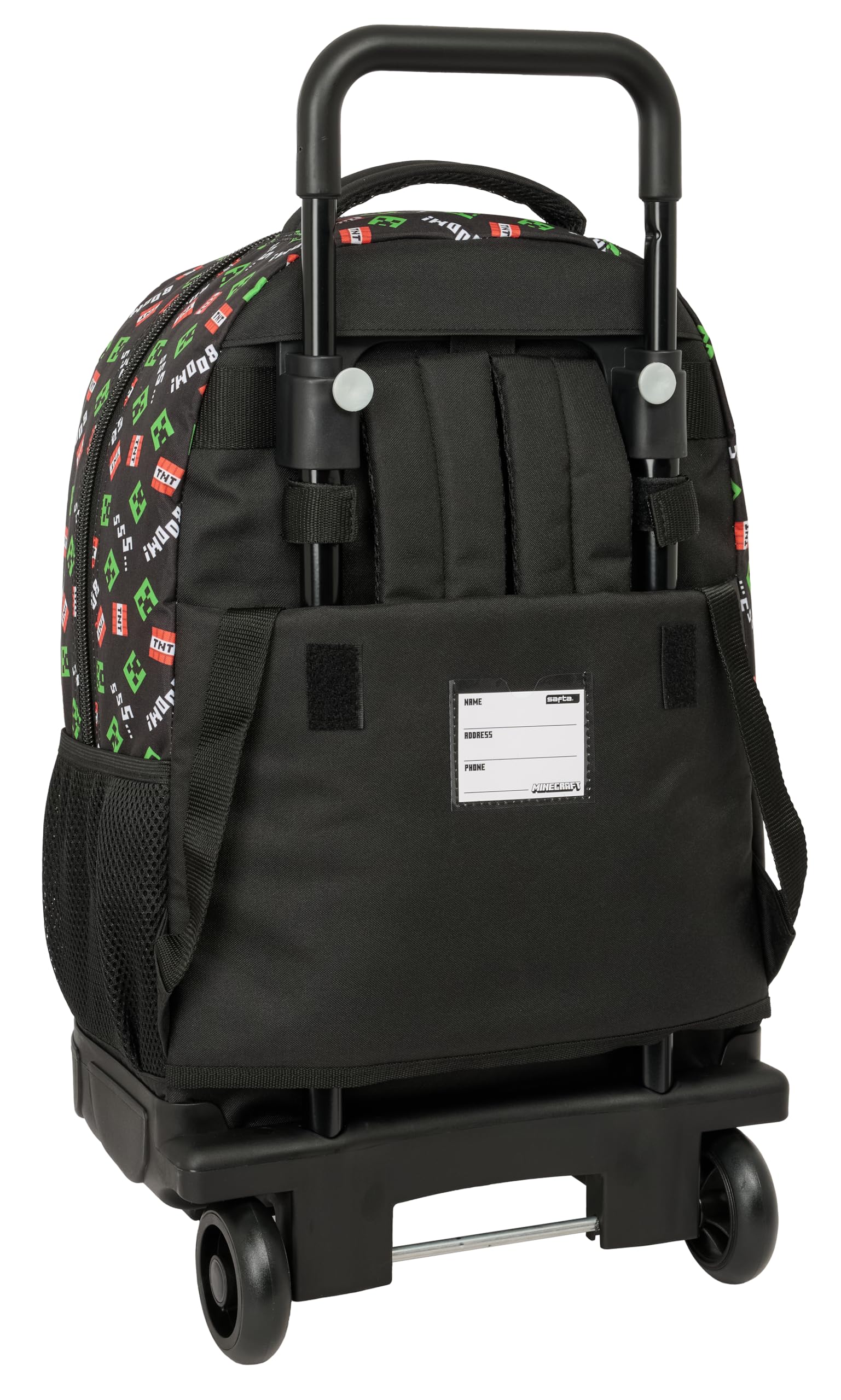 Minecraft - Mochila Grande con Ruedas, Compacta, Extraíble, Ideal para Niños de Diferentes Edades, Cómoda y Versátil, Calidad y Resistencia, 33x22x45 cm