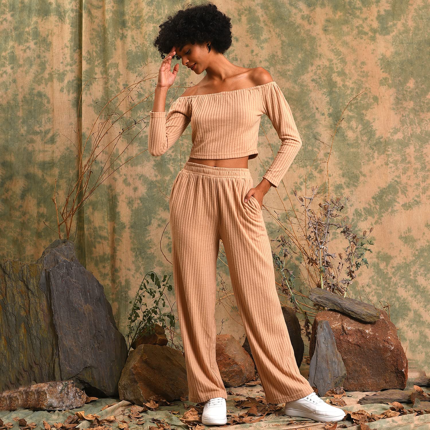 Campus Sutra Women Stylish 2 Piece Casual Co-Ord Set Brown