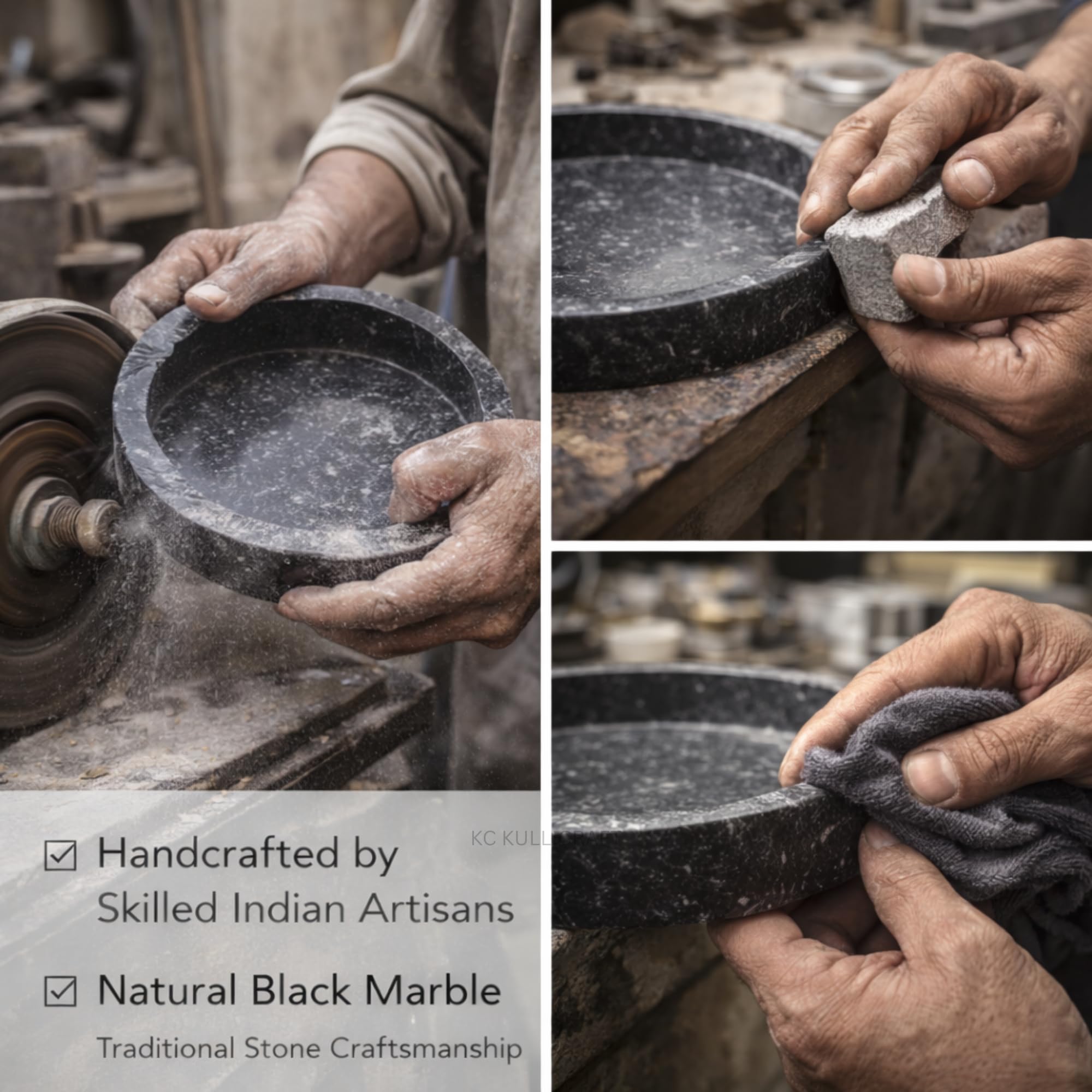 KC KULLICRAFT Natural Marble Palo Santo Holder, Black, 4.72 Inch 3