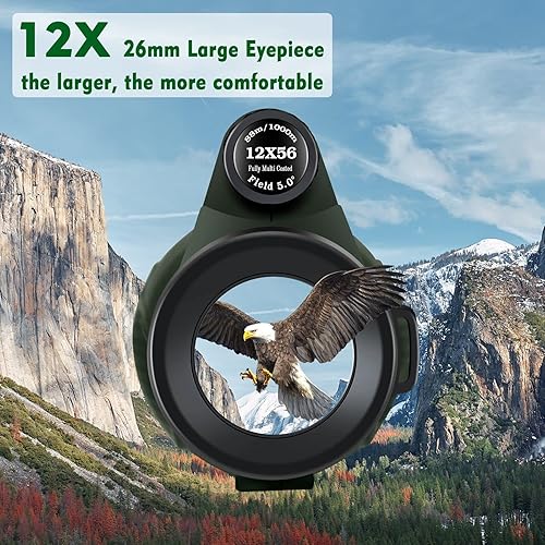 Miniatura 2 de Telescopio monocular de 12 x 56, monocular HD de visión grande para adultos con soporte para teléfono inteligente, correa de mano trípode, alcance