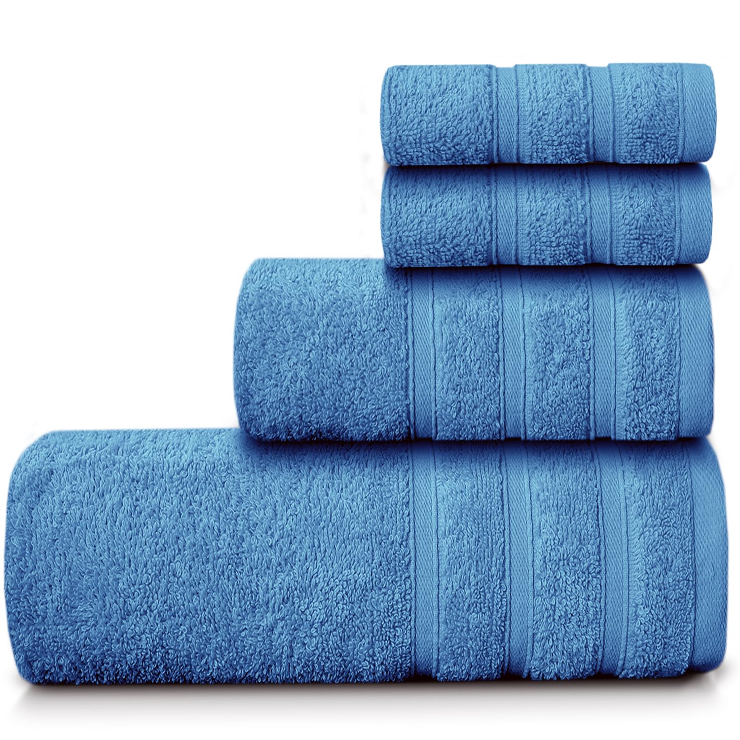 Casabella Luxury 100% Egyptian Cotton Towel Bale - 8 Pieces - 550 Gsm Xlarge Sizes_Blue_4 Pieces Set