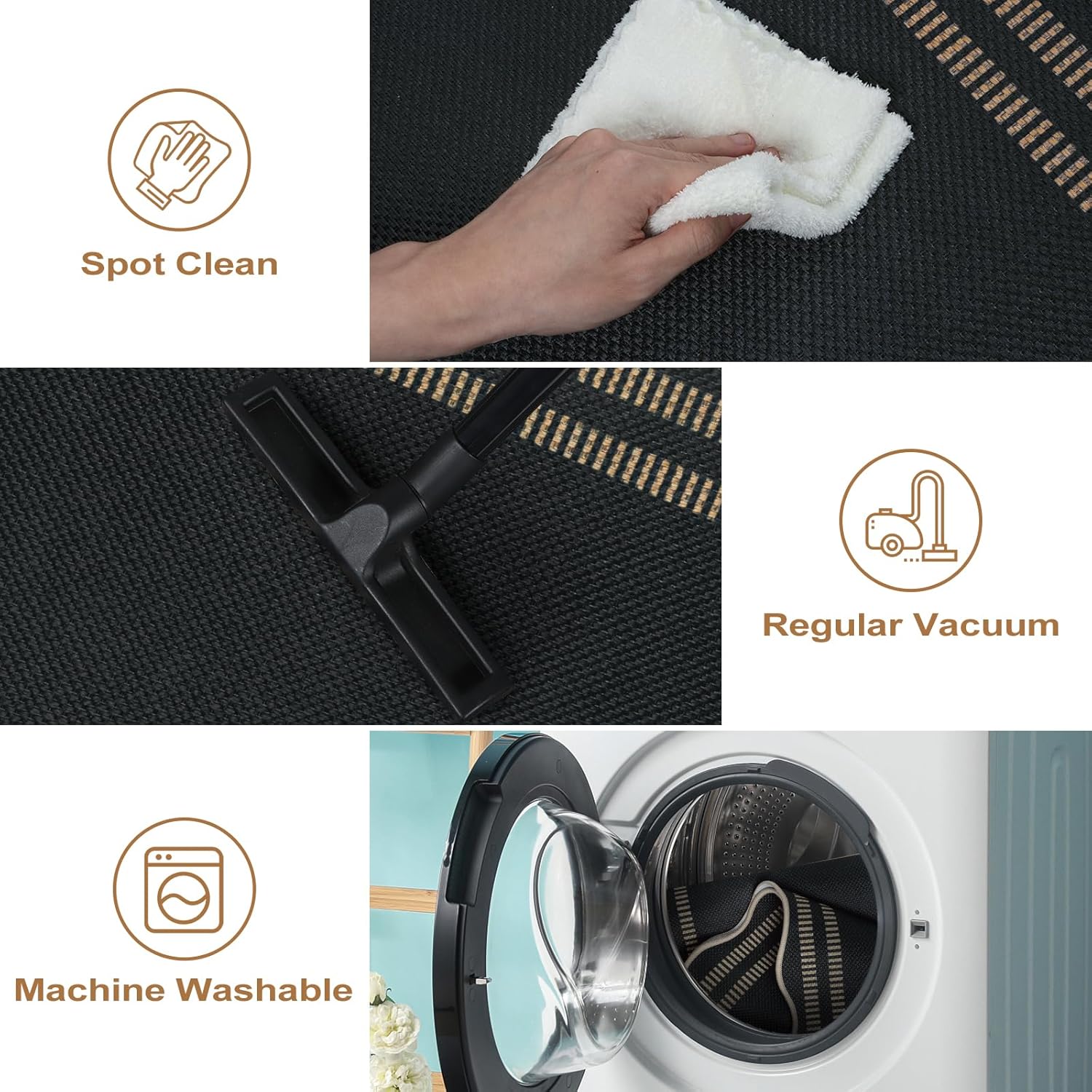 Modern Hallway Runner Rug, 2x6 Washable Easy Jute Rugs for Entryway Kitchen Farmhouse Indoor Outdoor Carpet, Non Slip Runner for Bedroom Porch Laundry - Image 5