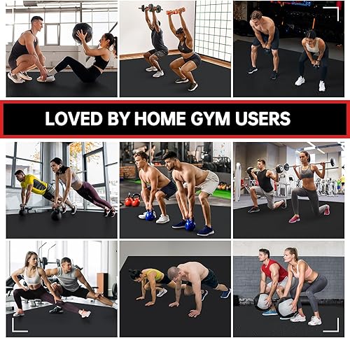 Miniatura 7 de Large Exercise Mat for Home Workout,12‘x6’/10'x6'/9'x6'/8'x6'/7'x5'/6'x4' (7mm) Extra Thick Workout Mat, High-Density Gym Mat for Cardio, Jump Rope,