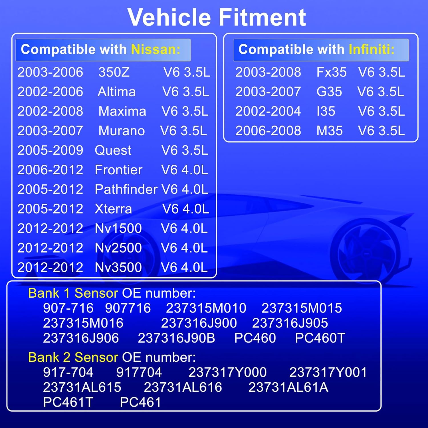 Camshaft Position Sensor Left & Right Compatible with Nissan 350Z Altima Maxima Murano Quest Frontier Pathfinder Xterra Infiniti Fx35 G35 I35 M35 V6 3.5L 4.0L, Set of 2