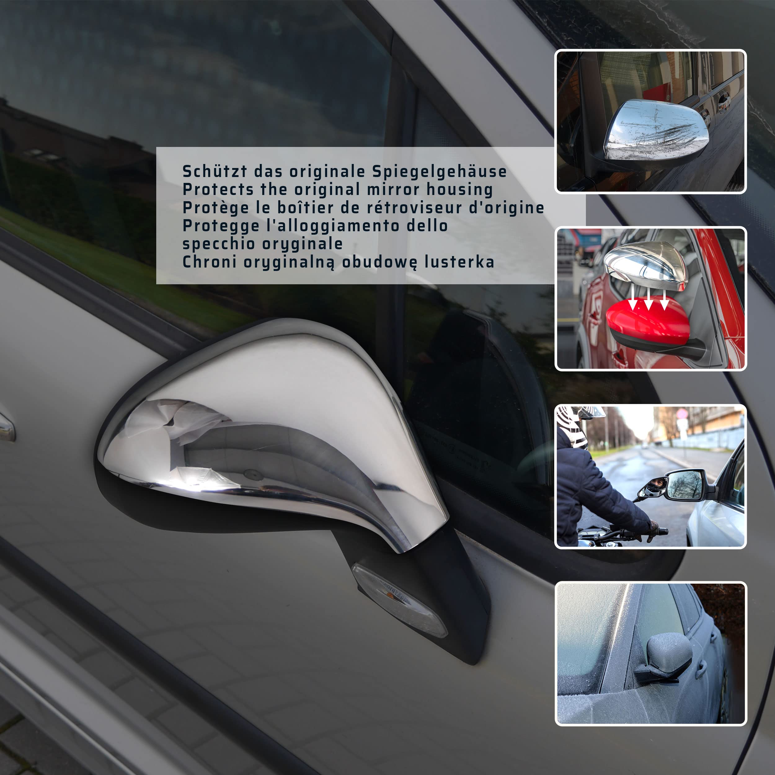 CHROMEMASTER Calotte Specchietti Esterni Per MAN TGE 2017+ - ABS Nero Piano, Coperture Adesive Protettive E Decorative (2 Pezzi)